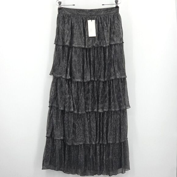 A Loves A Tiered Maxi Skirt Size Medium Broomstick Witchy Whimsygoth Dark Fairy - Picture 3 of 7